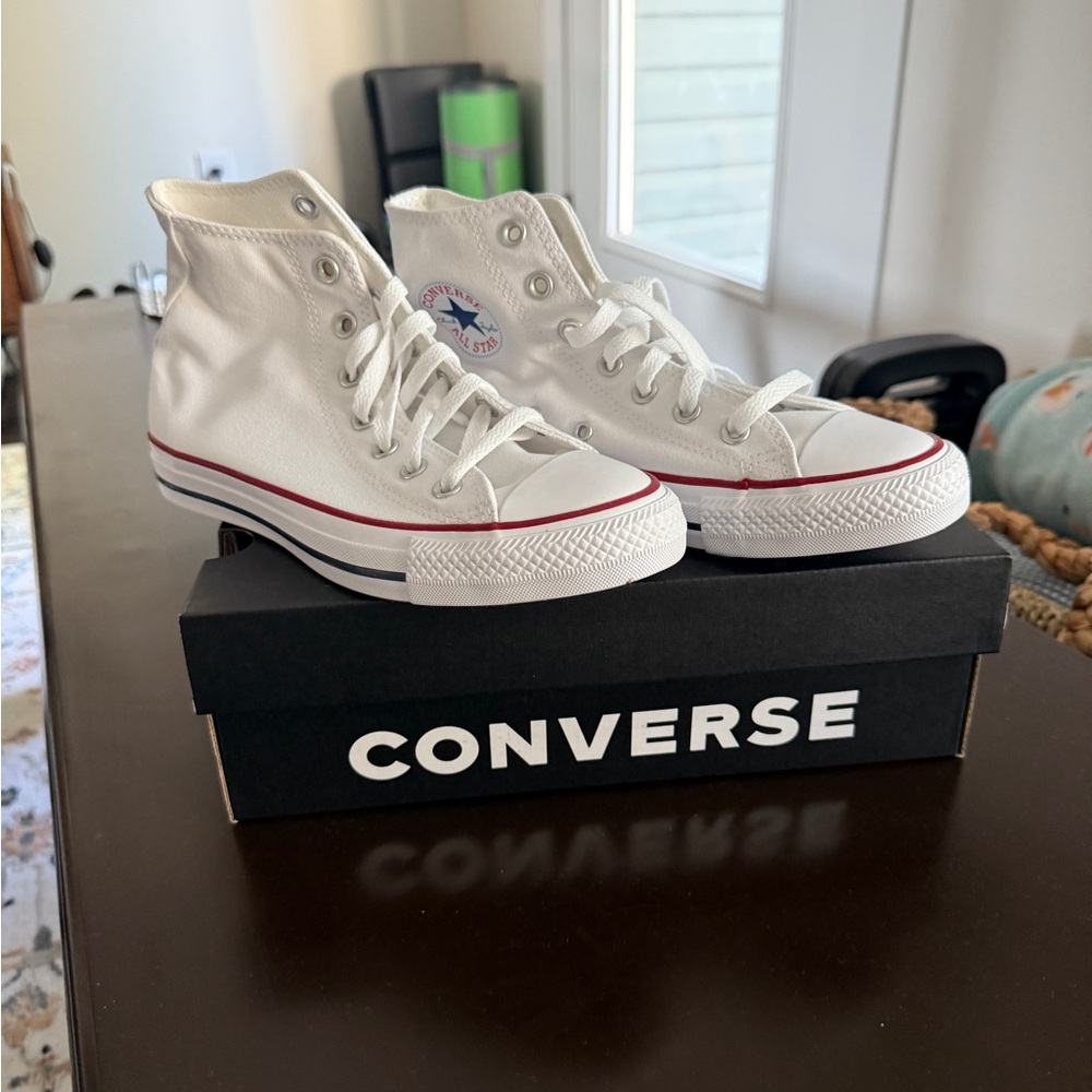 Converse White and Red High-Tops